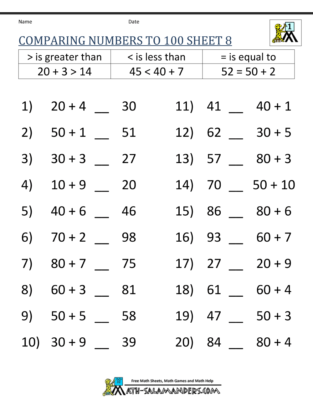 Free Printable Math Sheets For Kids