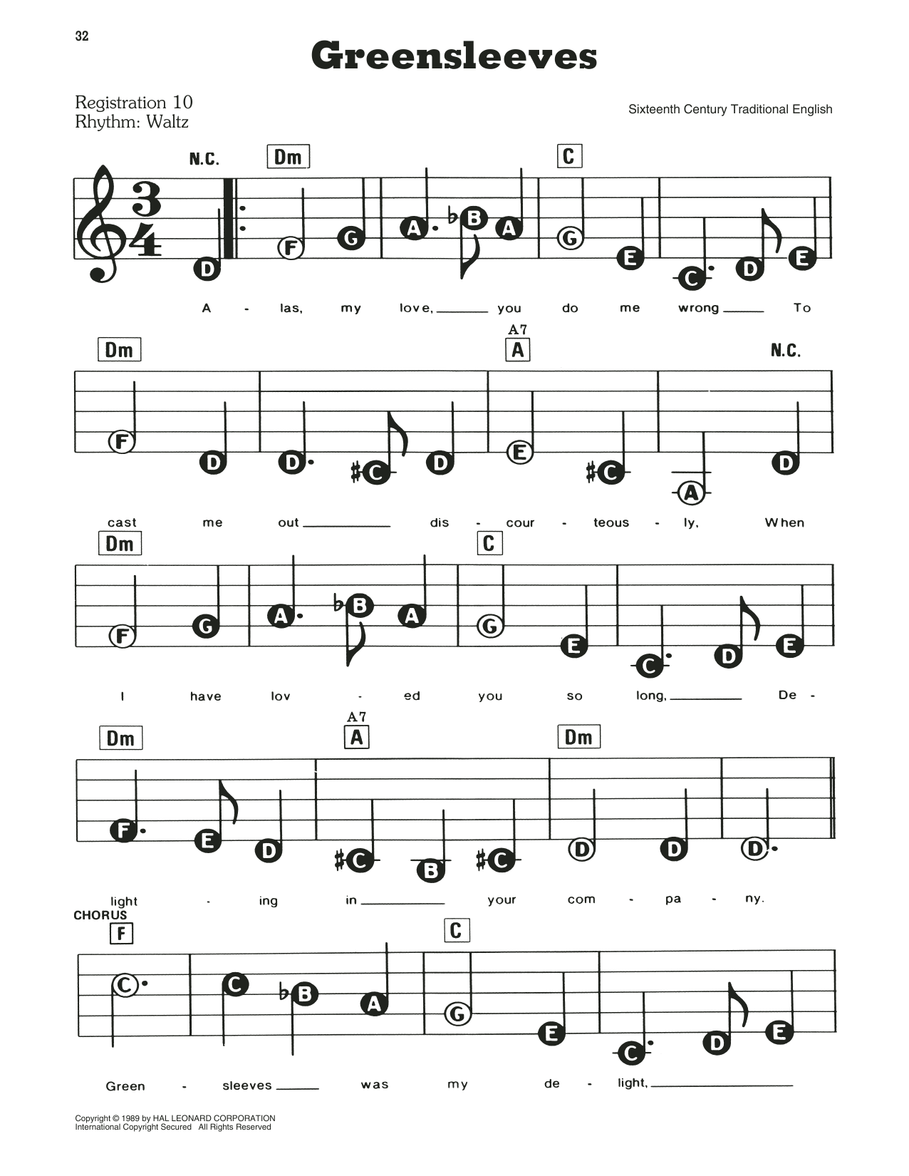 Greensleeves By Traditional English Sheet Music For E Z Play Today At Sheet Music Direct