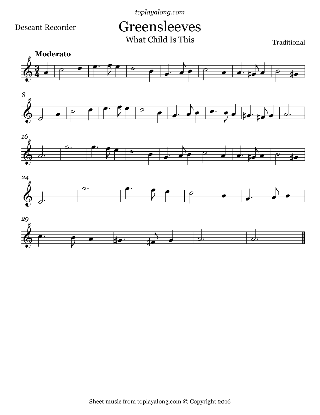 Greensleeves Toplayalong