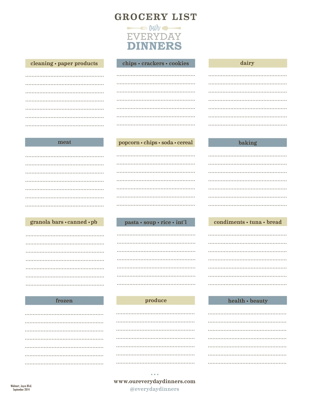 Grocery List Printable