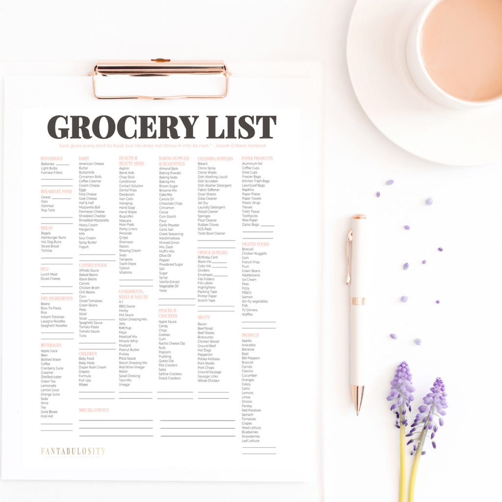 Grocery List Template Free Printable Customizable Option