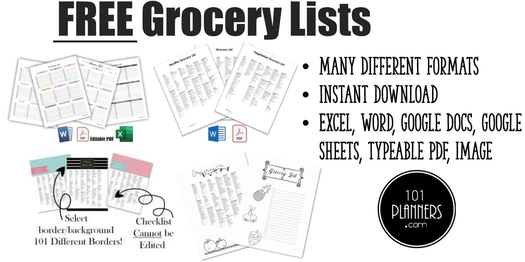 Grocery List Template Free Printable