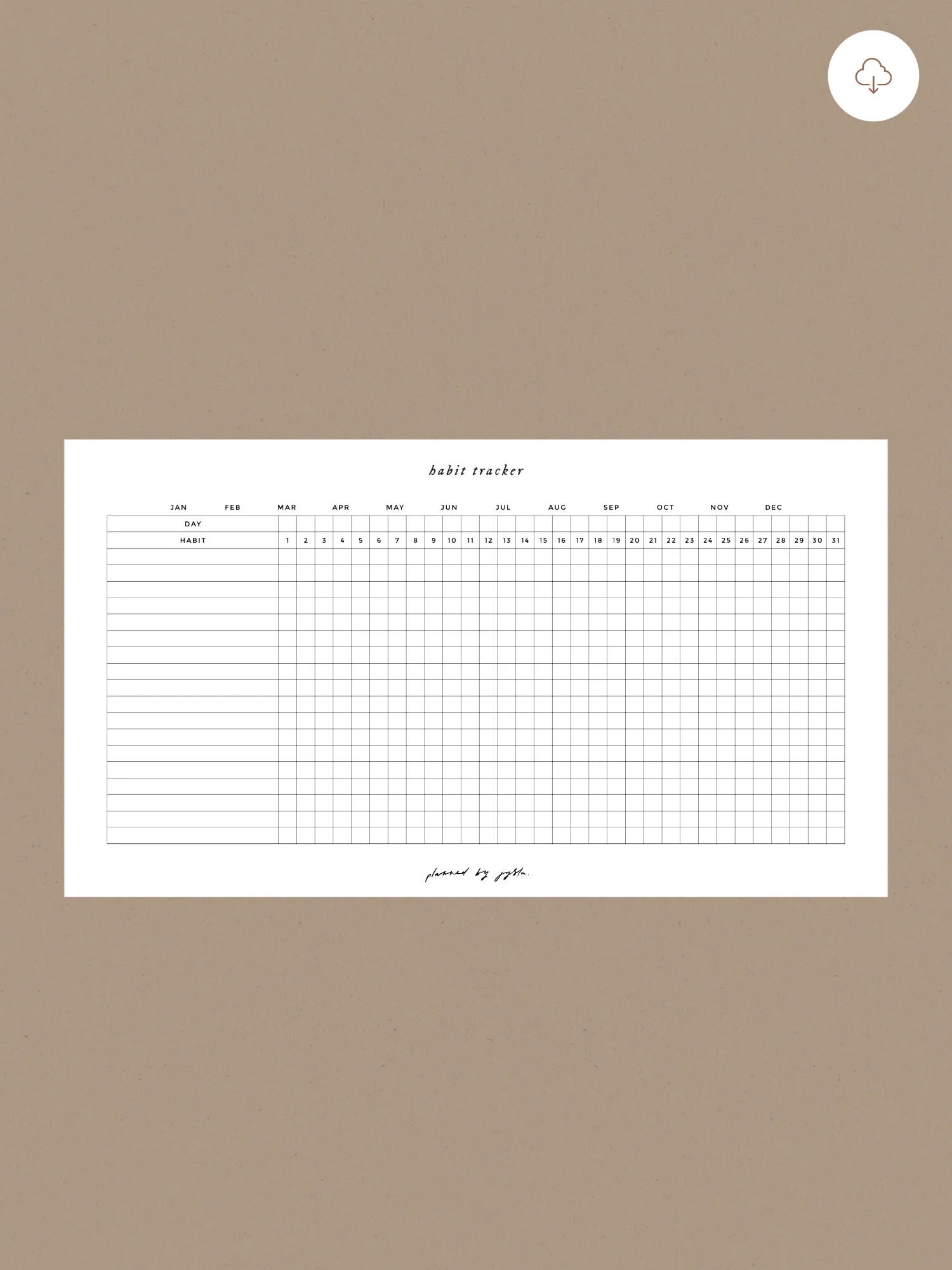 Habit Tracker A5 Planned By Jysla Minimal And Mindful Stationery