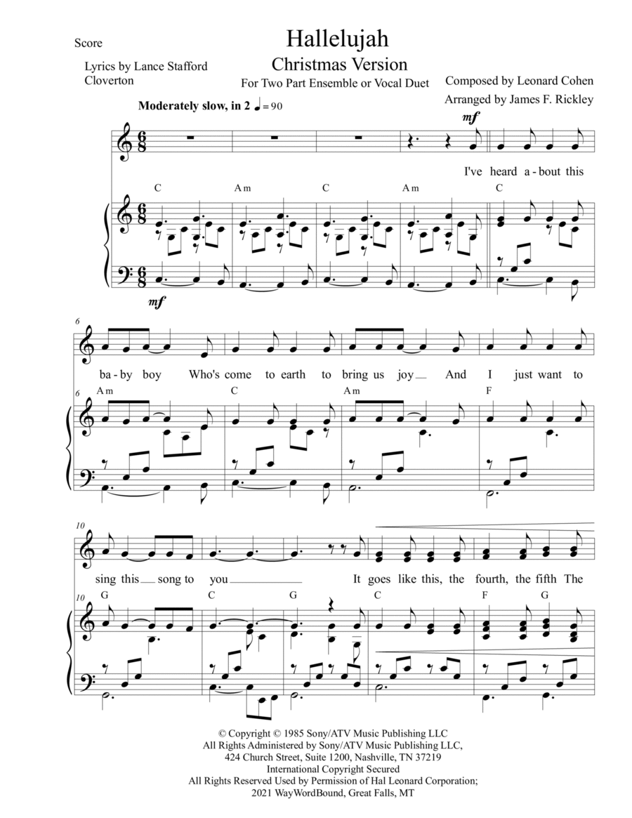 Hallelujah By Leonard Cohen SA Digital Sheet Music Sheet Music Plus