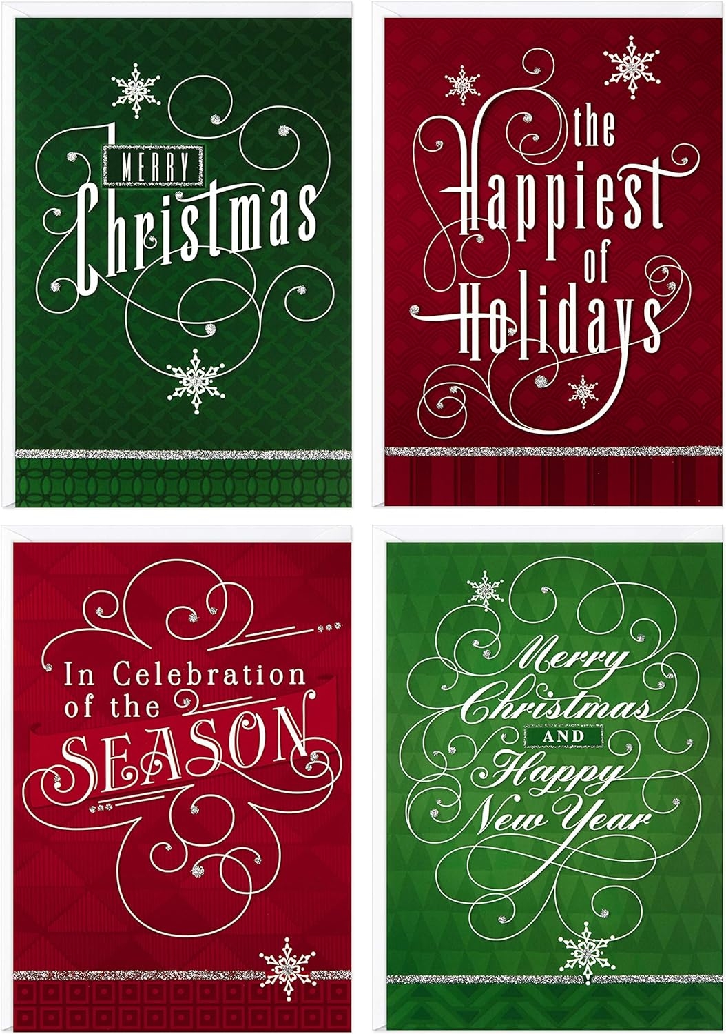 Hallmark Brandclub Hallmark Image Arts Christmas Boxed Cards Assortment Elegant Lettering 4 Designs 24 Cards With Envelopes 