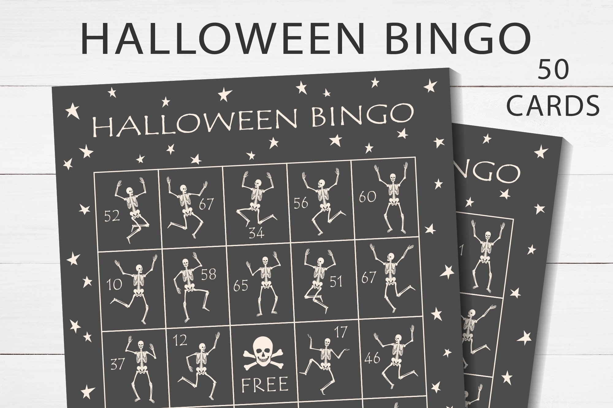 Halloween Bingo Game 50 Unique Printable Bingo Cards PDF