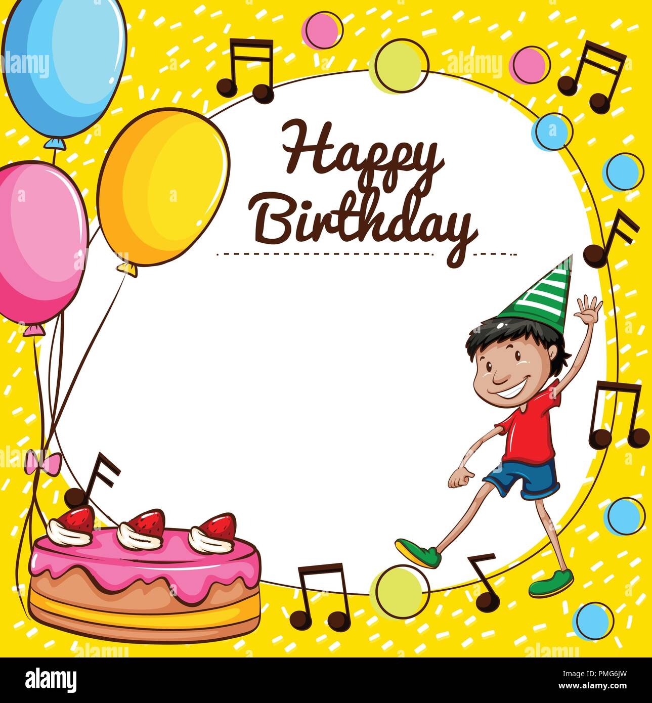 Happy Birthday Card Template Illustration Stock Vector Image Art Alamy