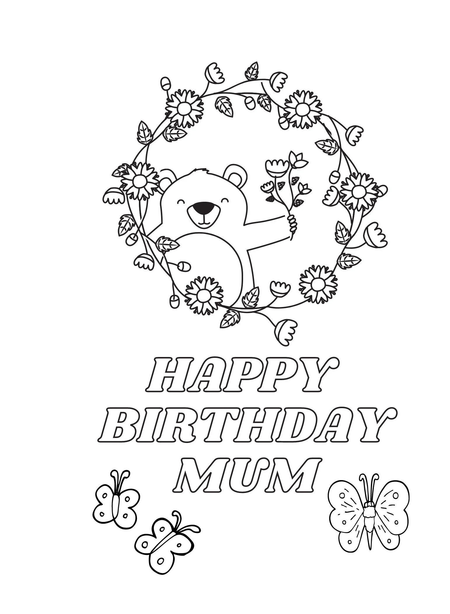 Happy Birthday Mom Coloring Card Printable Gift digital Download Etsy