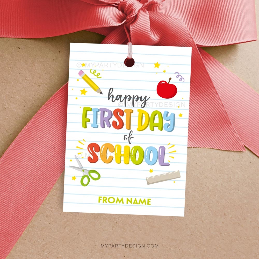 Happy First Day Of School Gift Tag Printable PDF My Party Design