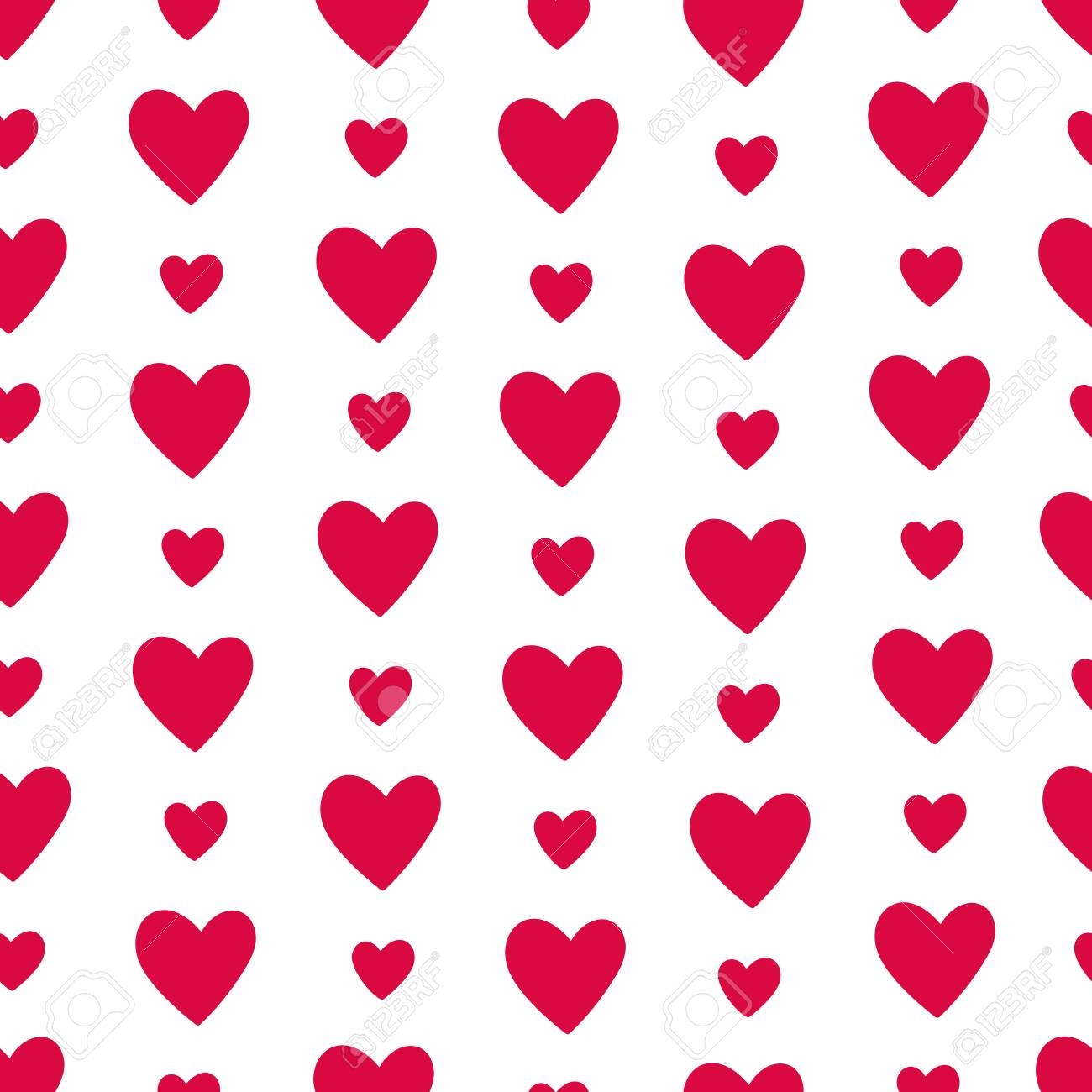 Heart Seamless Pattern Love Valentines Day Wedding Romantic Symbol Pink Red Hearts Garland Sign Repeat Ornament Background For Paper Wrap Fabric Print Wallpaper Decor Vector Illustration Royalty Free SVG Cliparts Vectors And