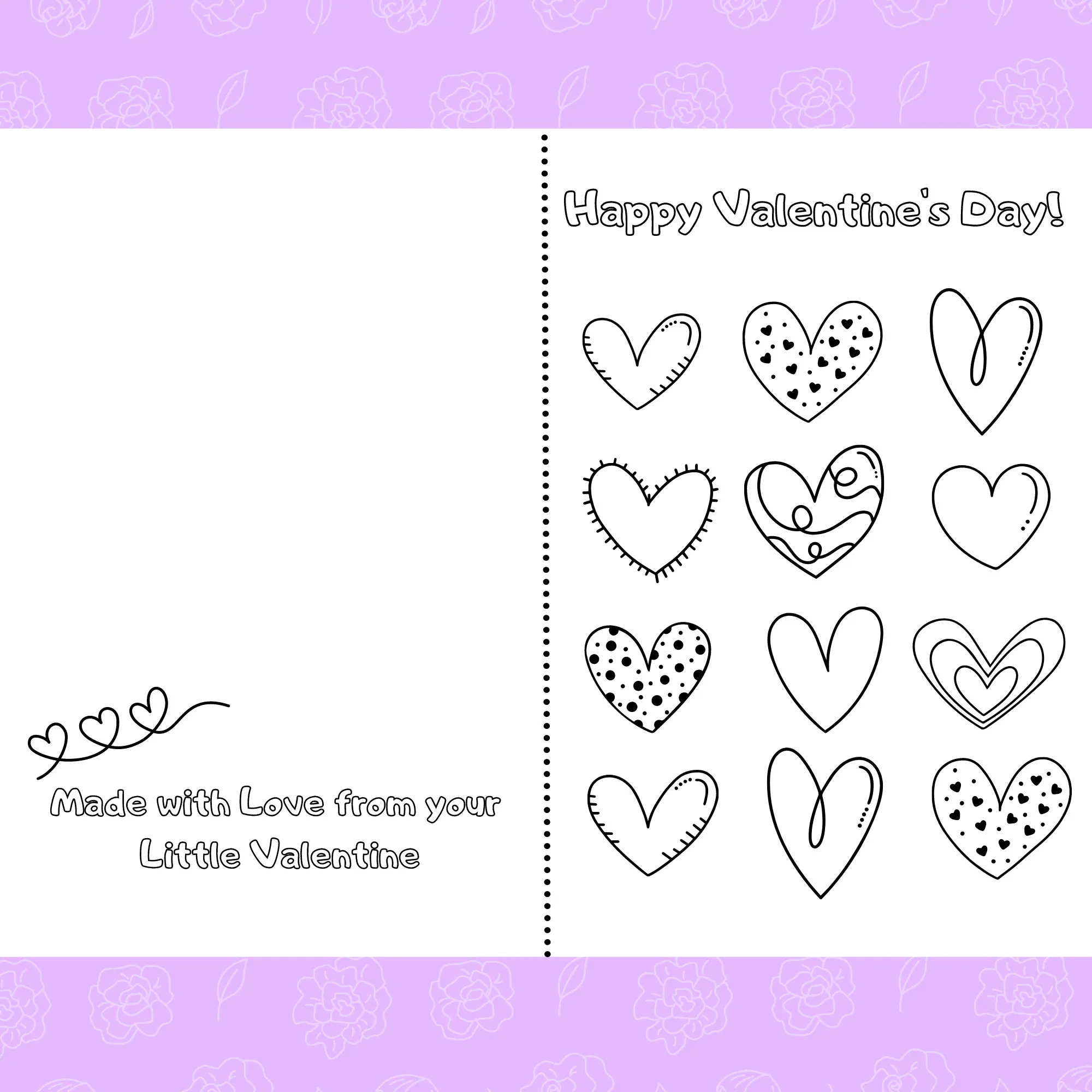 Heart You Printable Foldable Kids Valentine s Day Card To Color And Give To Grandparents Mom Dad Aunt Uncle Cousin Etsy