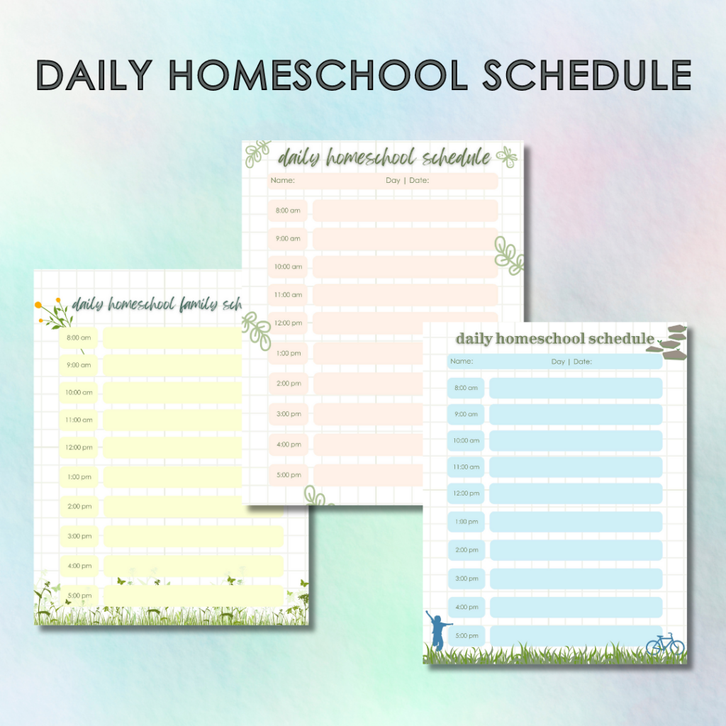 Homeschool Weekly Daily Schedule Planner Free Printable Template