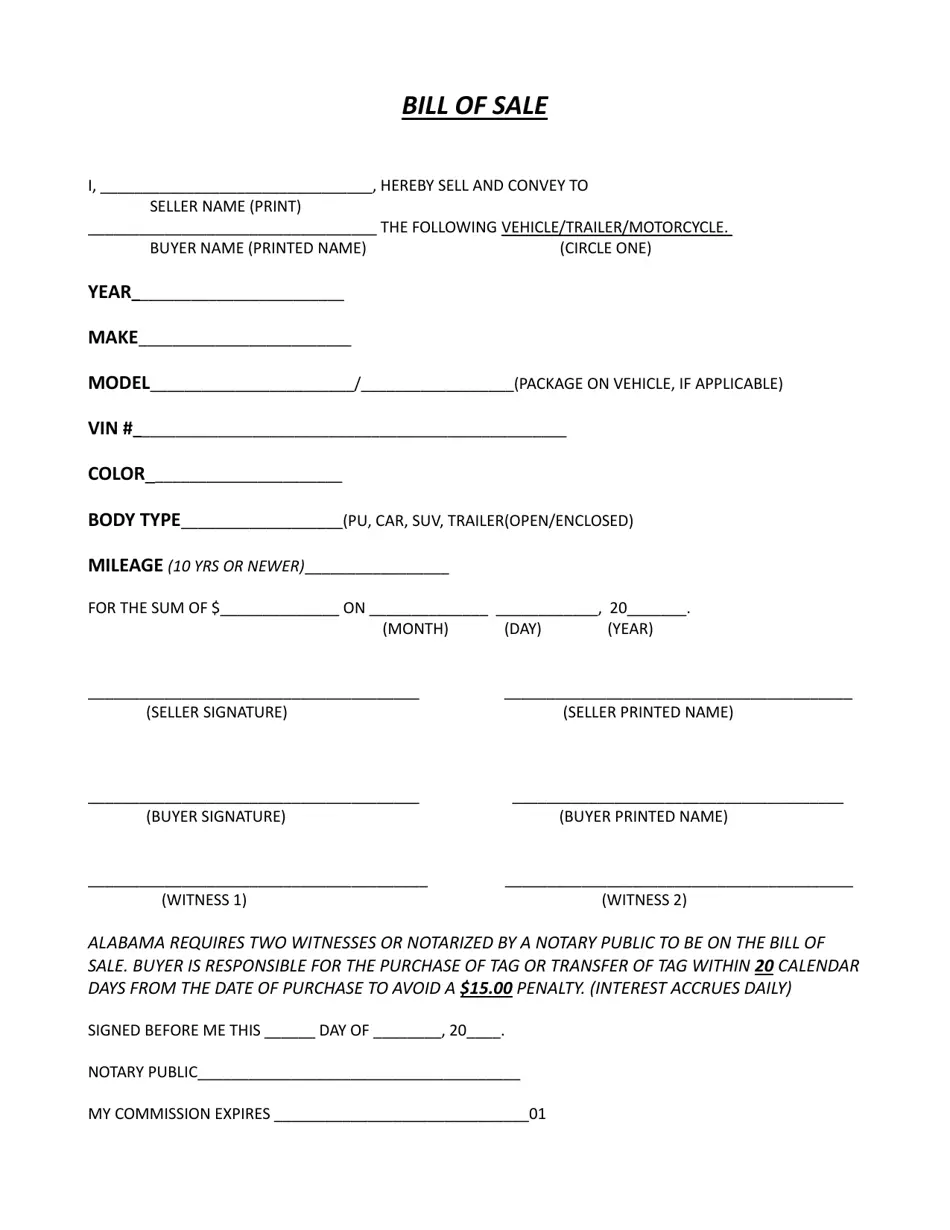 Houston County Alabama Vehicle Trailer Motorcycle Bill Of Sale Form Fill Out Sign Online And Download PDF Templateroller