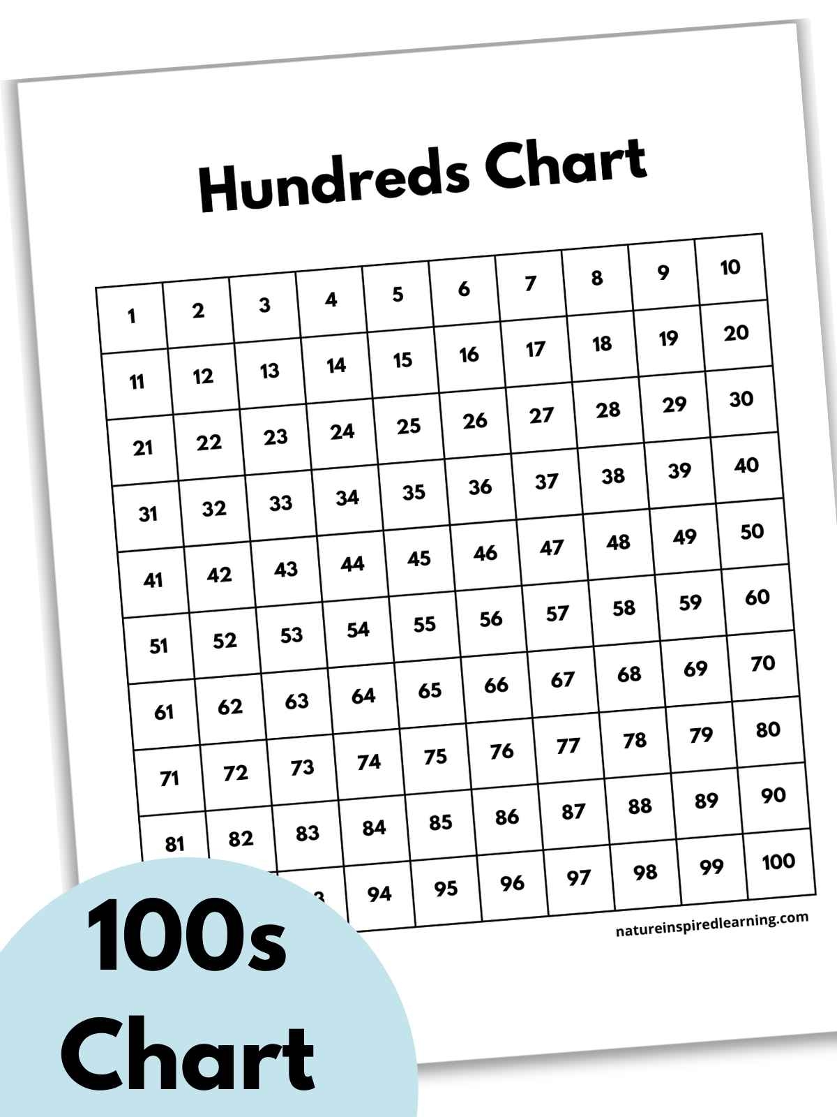 Free Printable 100 Number Chart