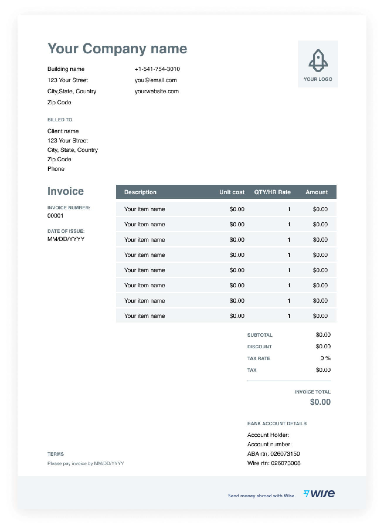 Invoice Template For PDF Free Download Wise