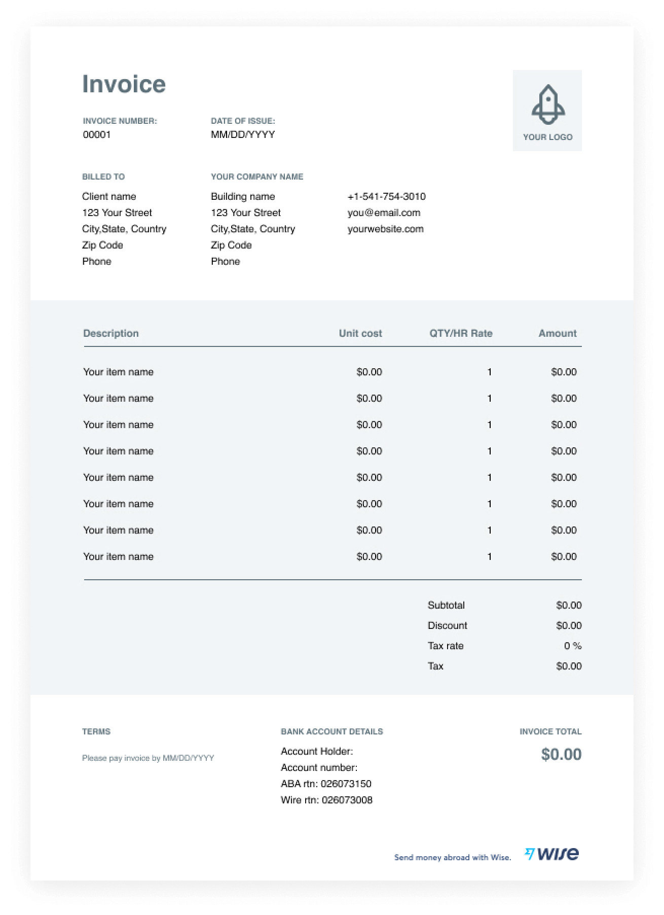Invoice Templates Printable Free Word