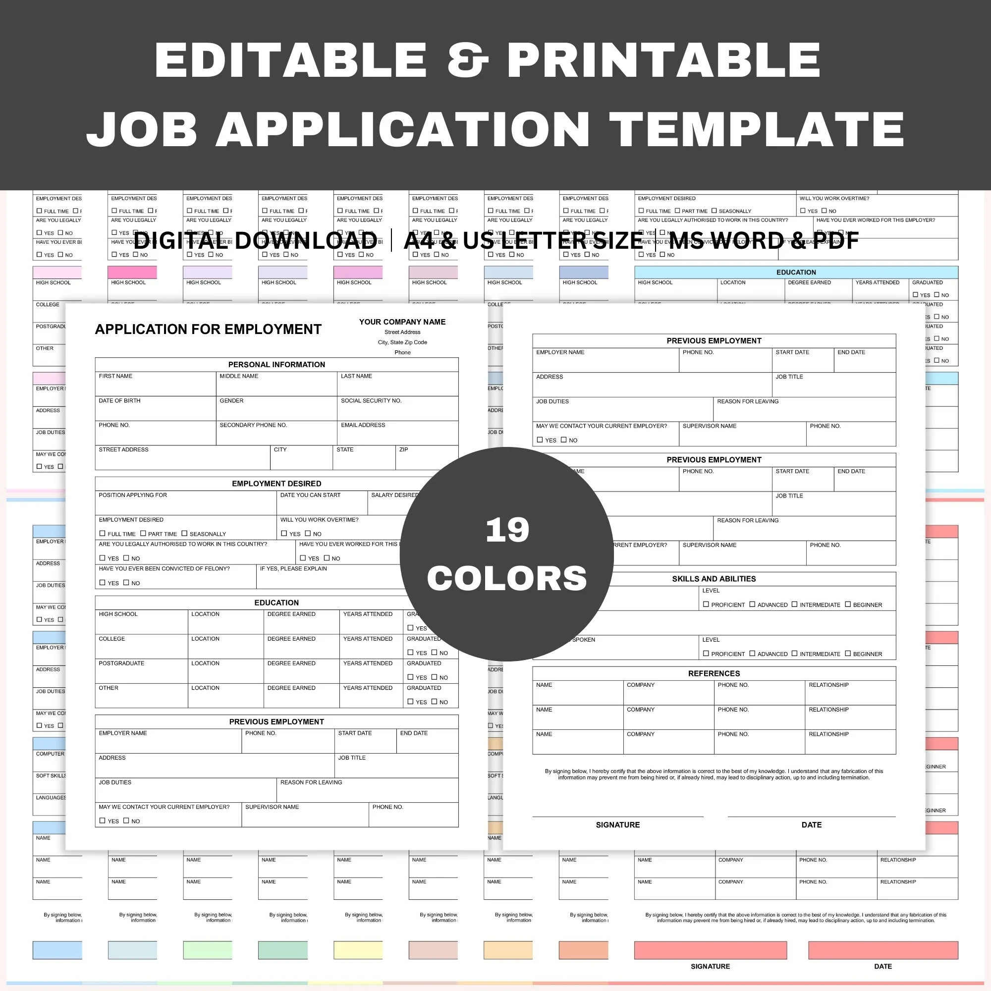 Job Application Tracker Printable Etsy