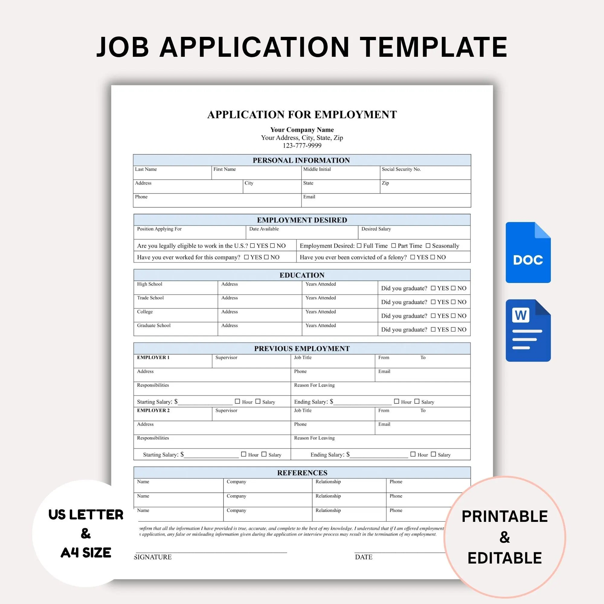Job Application Tracker Printable Etsy