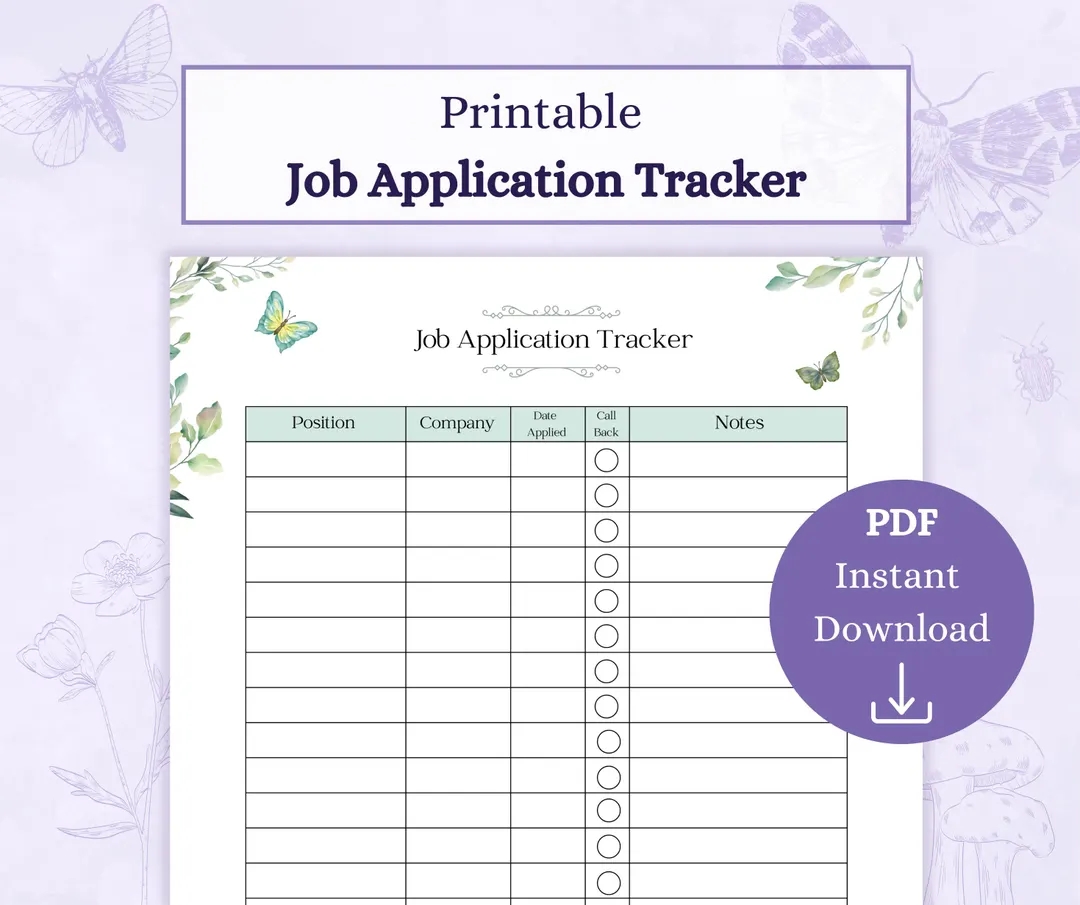 Job Application Tracker Printable PDF Job Hunt Tracker Business Tracker Job Hunting Log My Applicant Tracking Etsy