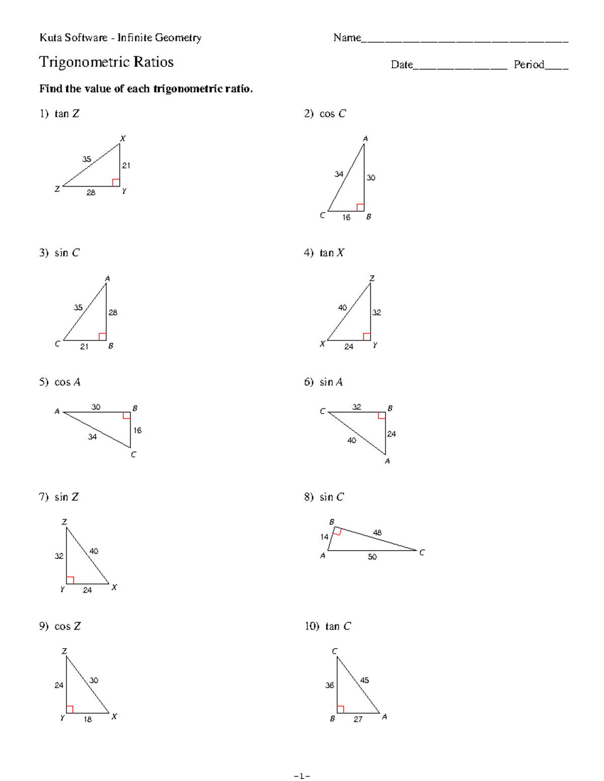 Kuta Software Infinite Geometry The Pythagorean Theorem And Its Converse Answers With Work Shop