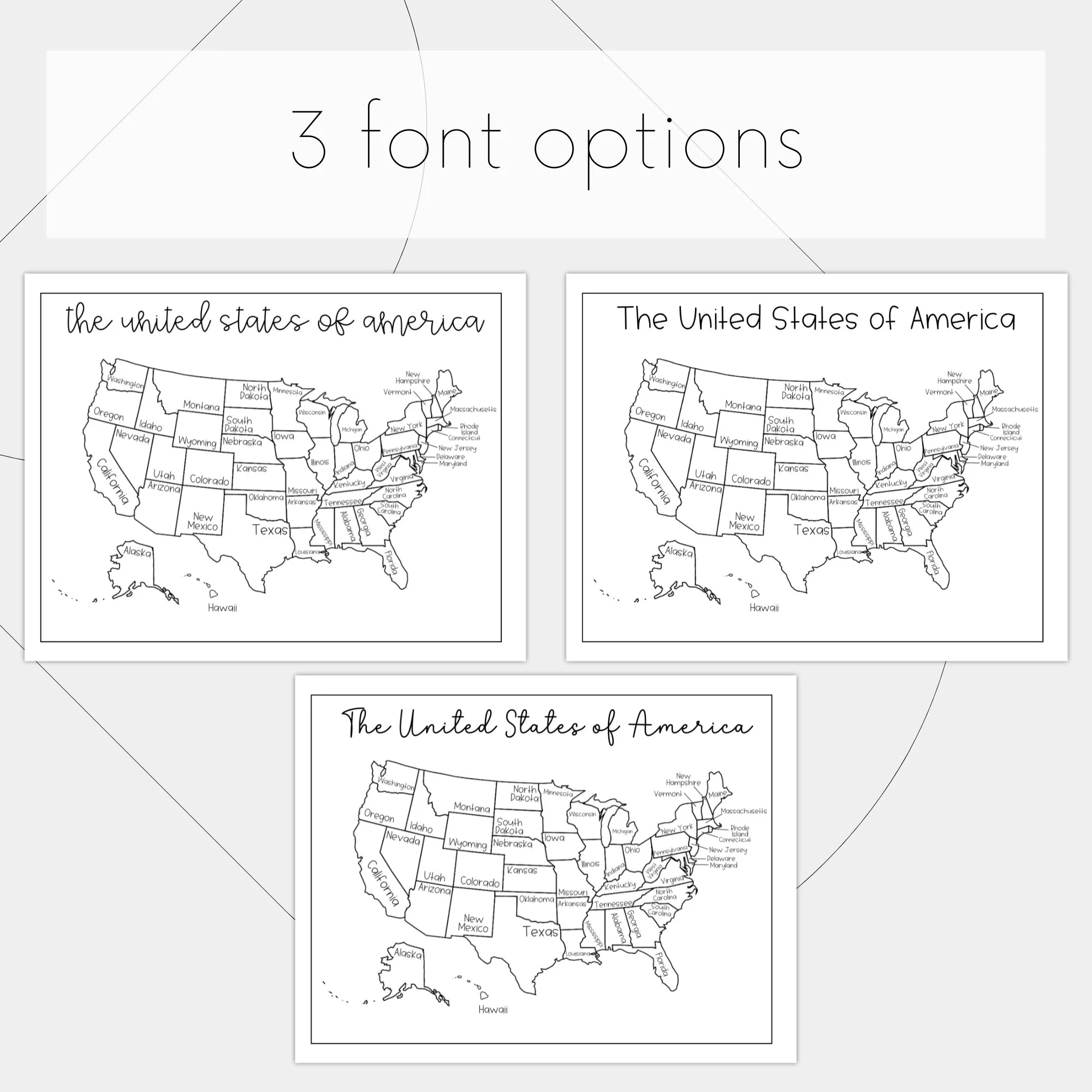 Labeled United States Of America Map For Coloring Printable USA Map Black And White United States Or America Map For Classroom Decor Etsy