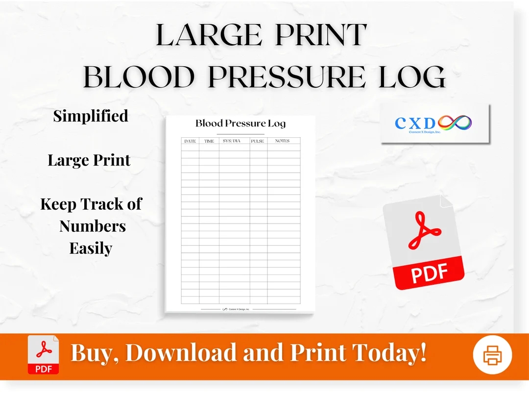 Free Printable Blood Pressure Log Large Print
