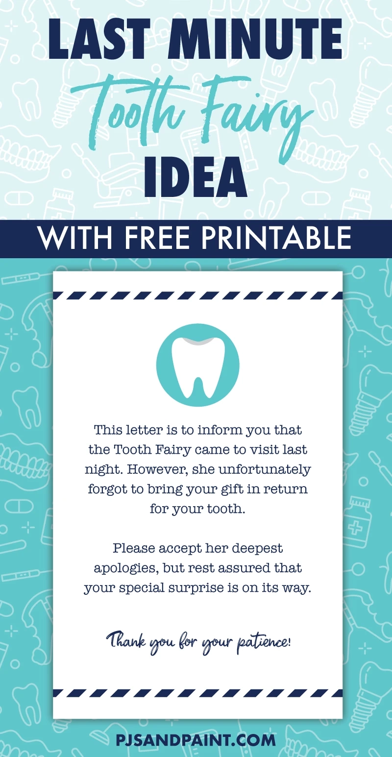 Last Minute Tooth Fairy Idea With Free Printable Pjs And Paint
