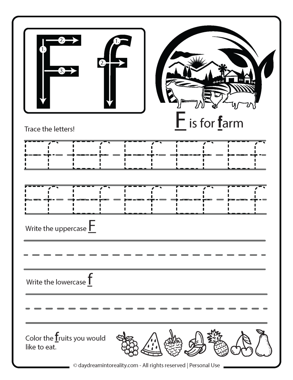 Letter F Worksheets Free Printable