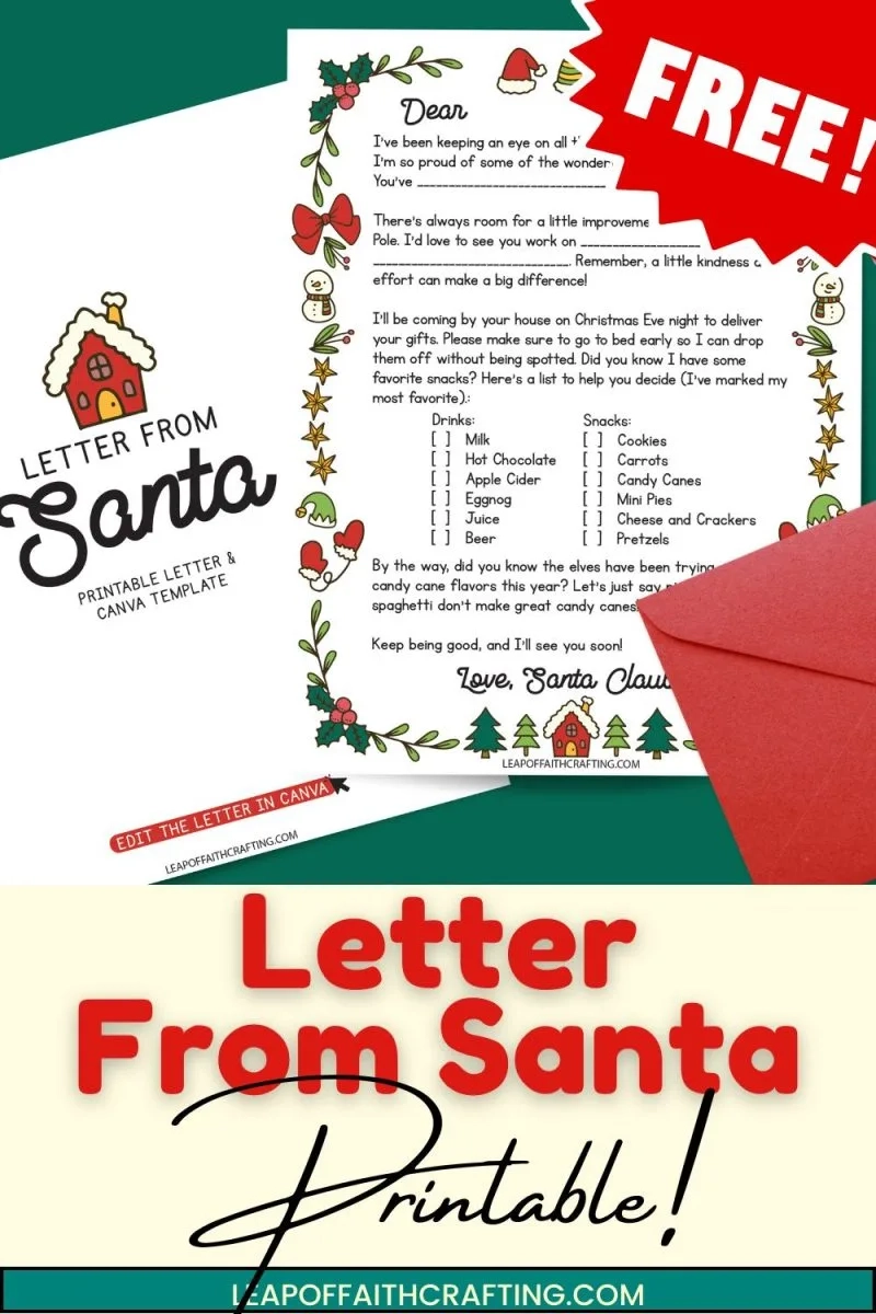 Letter From Santa FREE Printable Editable Leap Of Faith Crafting