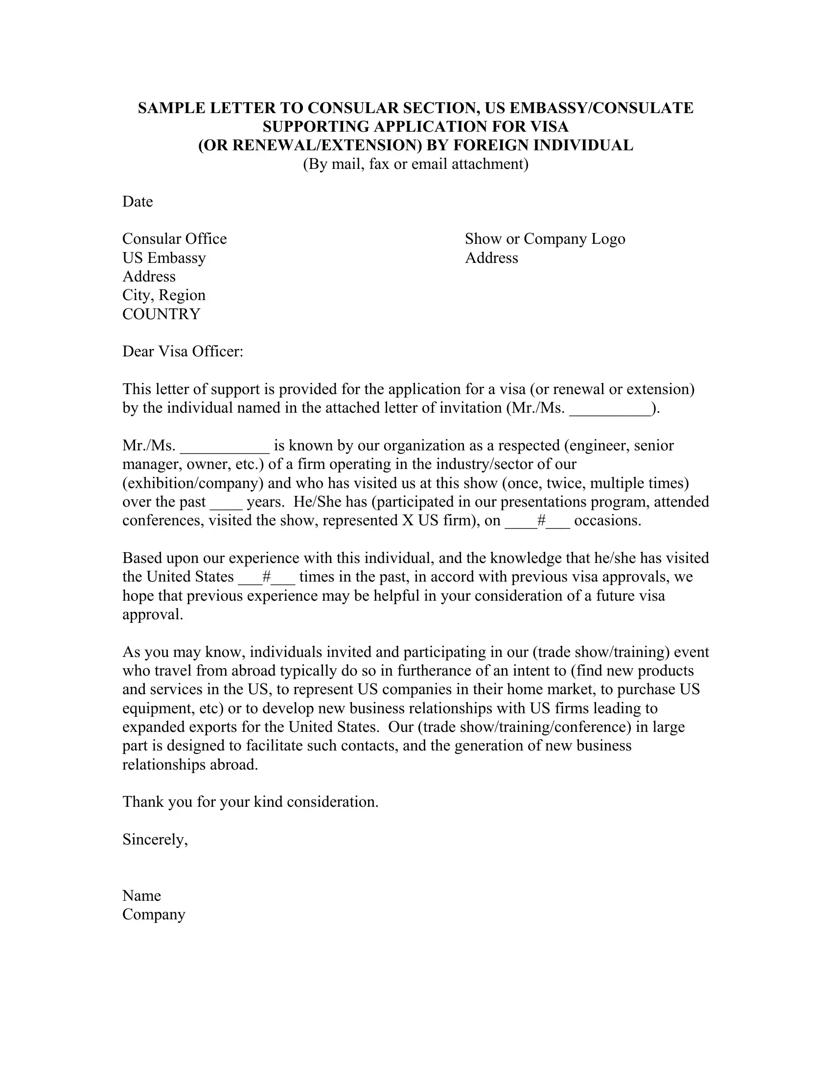 Letter To Embassy For Visa PDF Form FormsPal