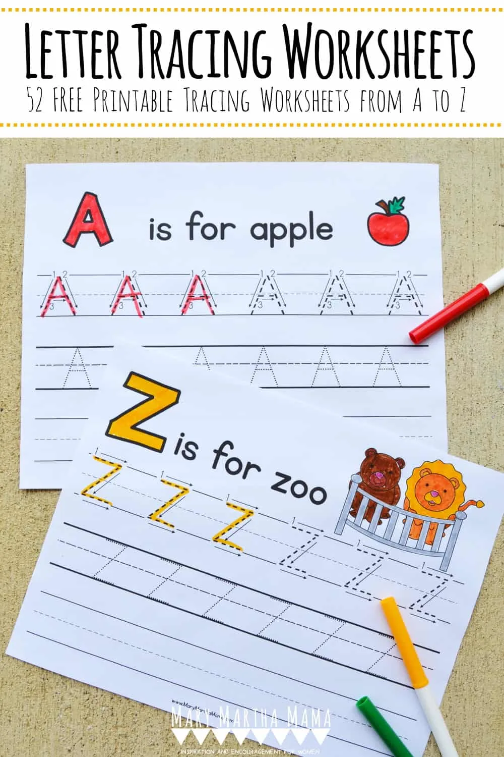 letter tracing worksheets free handwriting practice mary martha mama
