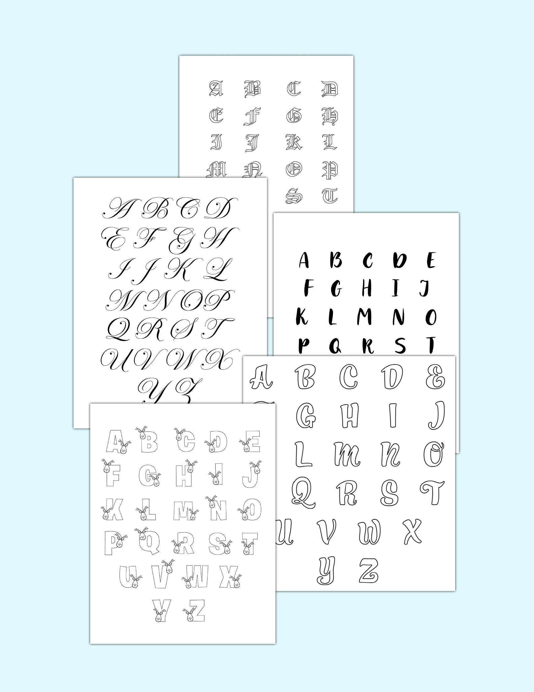 letters of the alphabet printable unique fonts