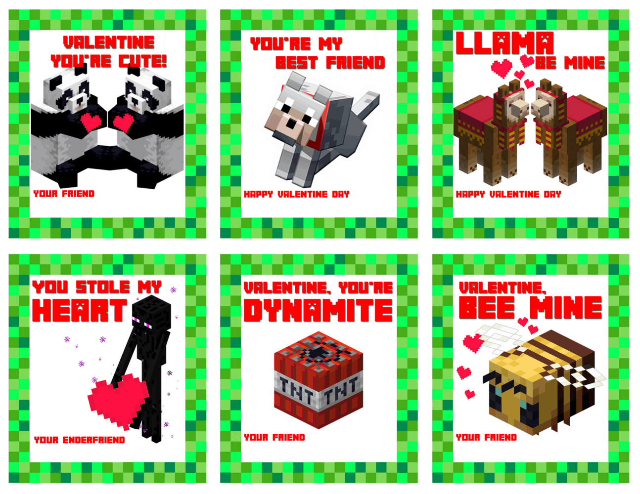 make a minecraft valentine cards for your kid s classroom