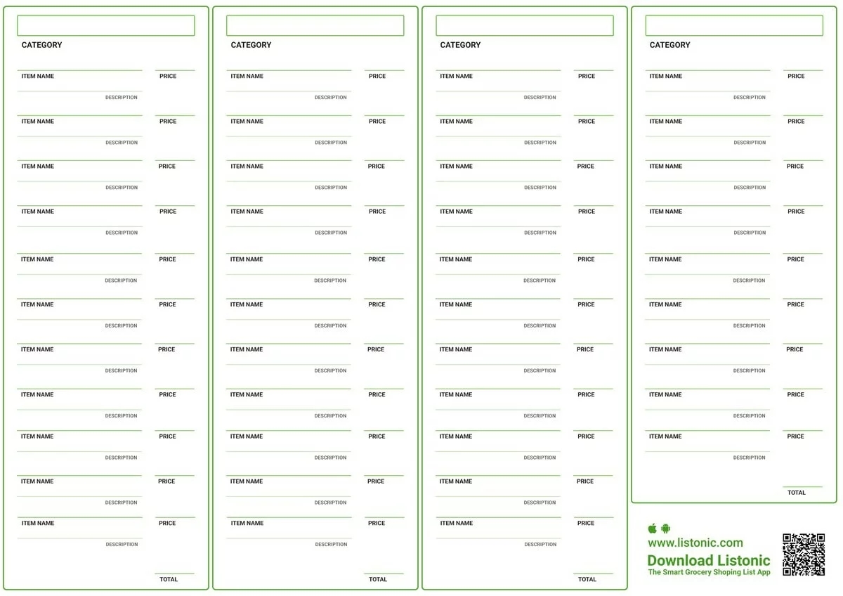 Make Your Own Printable Grocery List Template 2025 Update Listonic