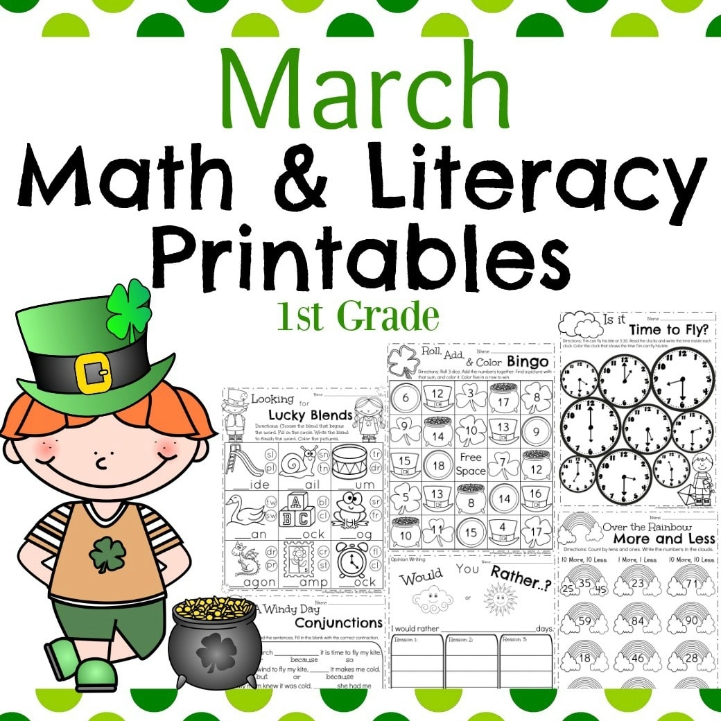 March First Grade Worksheets Planning Playtime