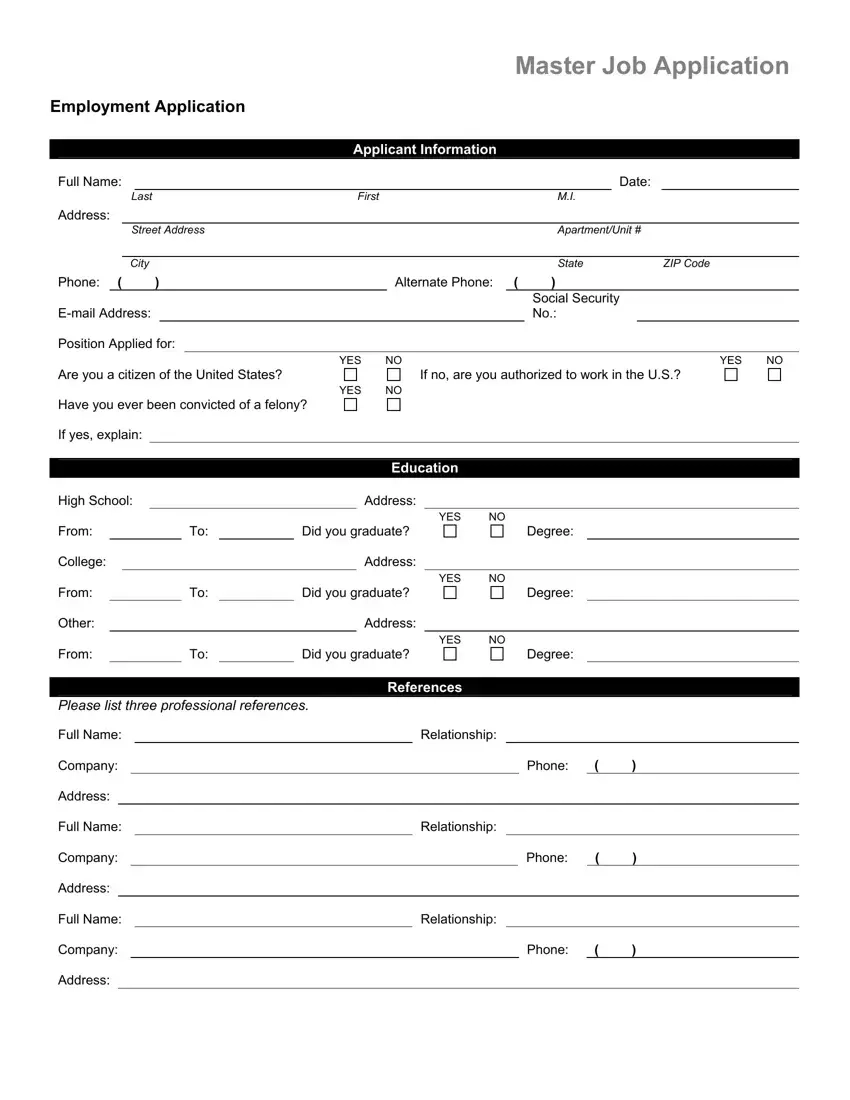 Free Printable Job Application Template Pdf
