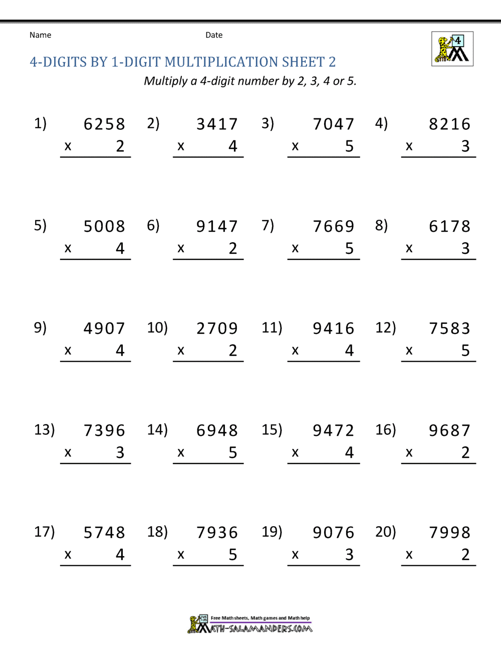 Printable Math Worksheets Free Grade 4