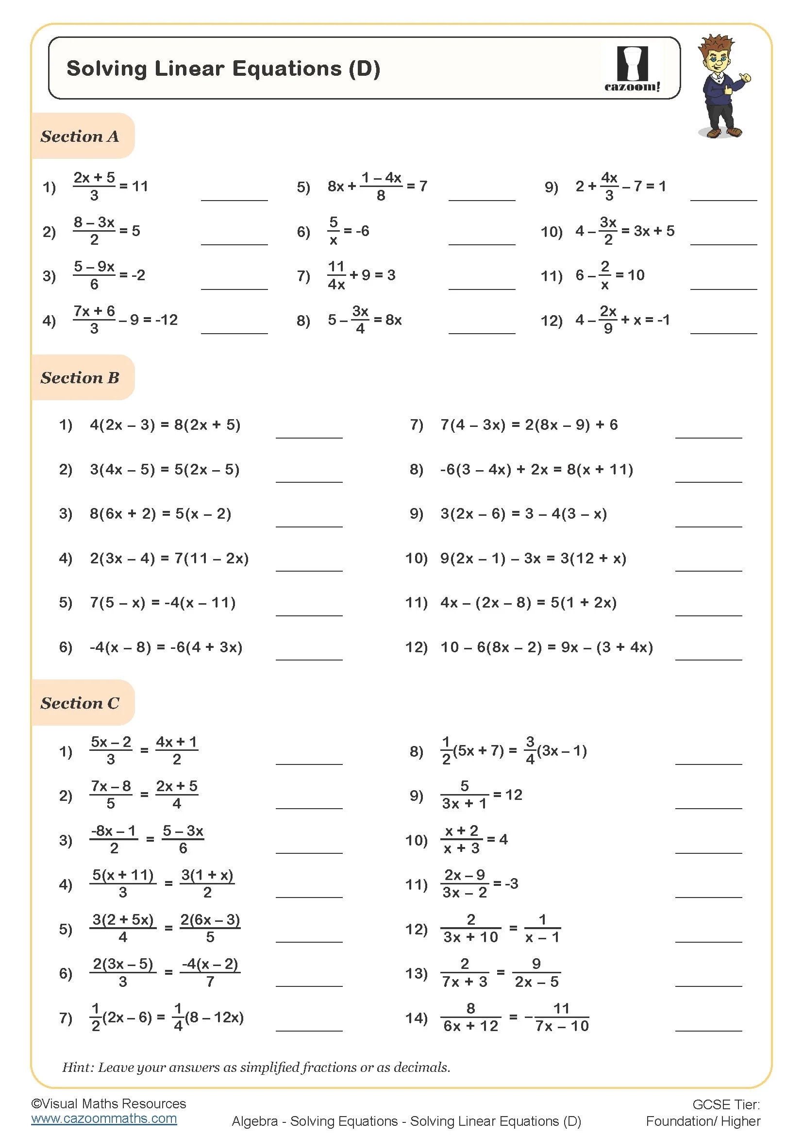 Free Printable Math Worksheets Pdf