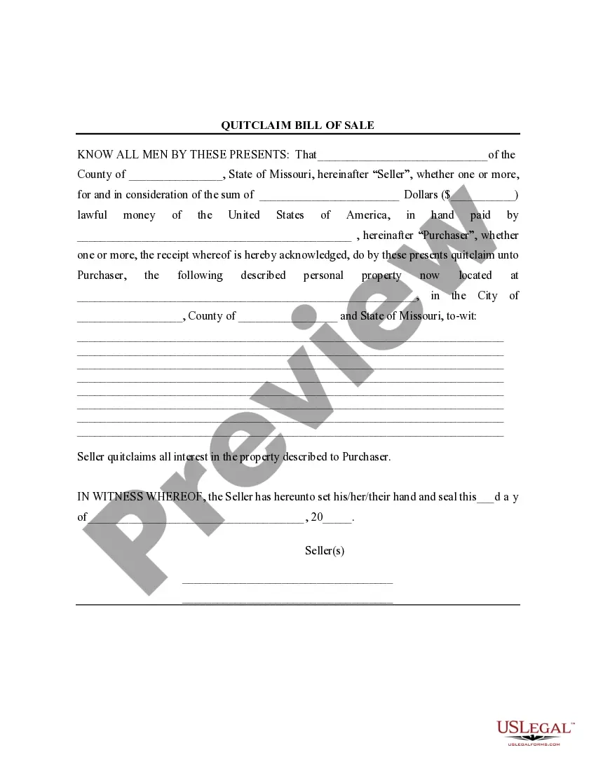 Missouri Bill Of Sale For Boat Slip US Legal Forms