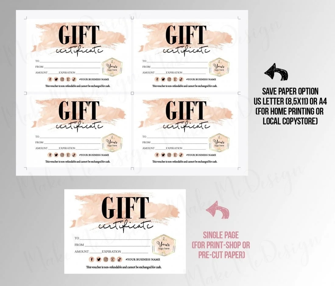 Free Printable Gift Certificates For Business
