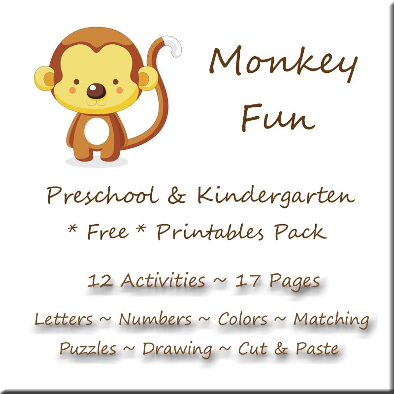Monkey Fun Printables Pack For Preschool Kindergarten Free 