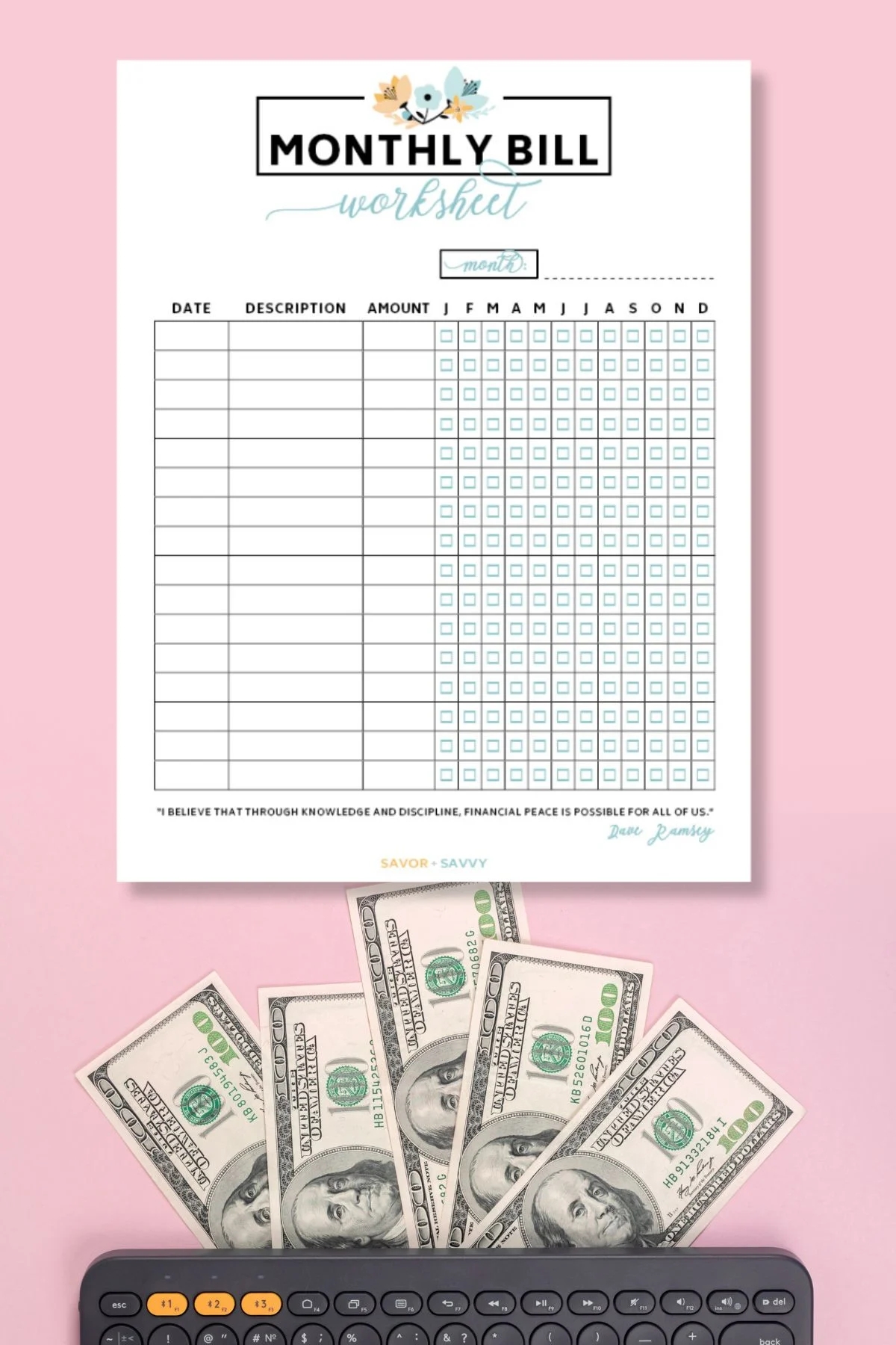 Monthly Bill Organizer Worksheet Savor Savvy