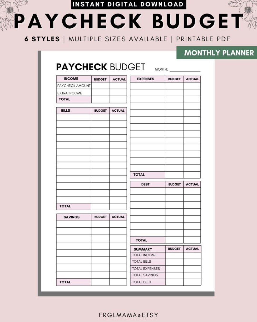 Free Printable Budget Worksheet Pdf
