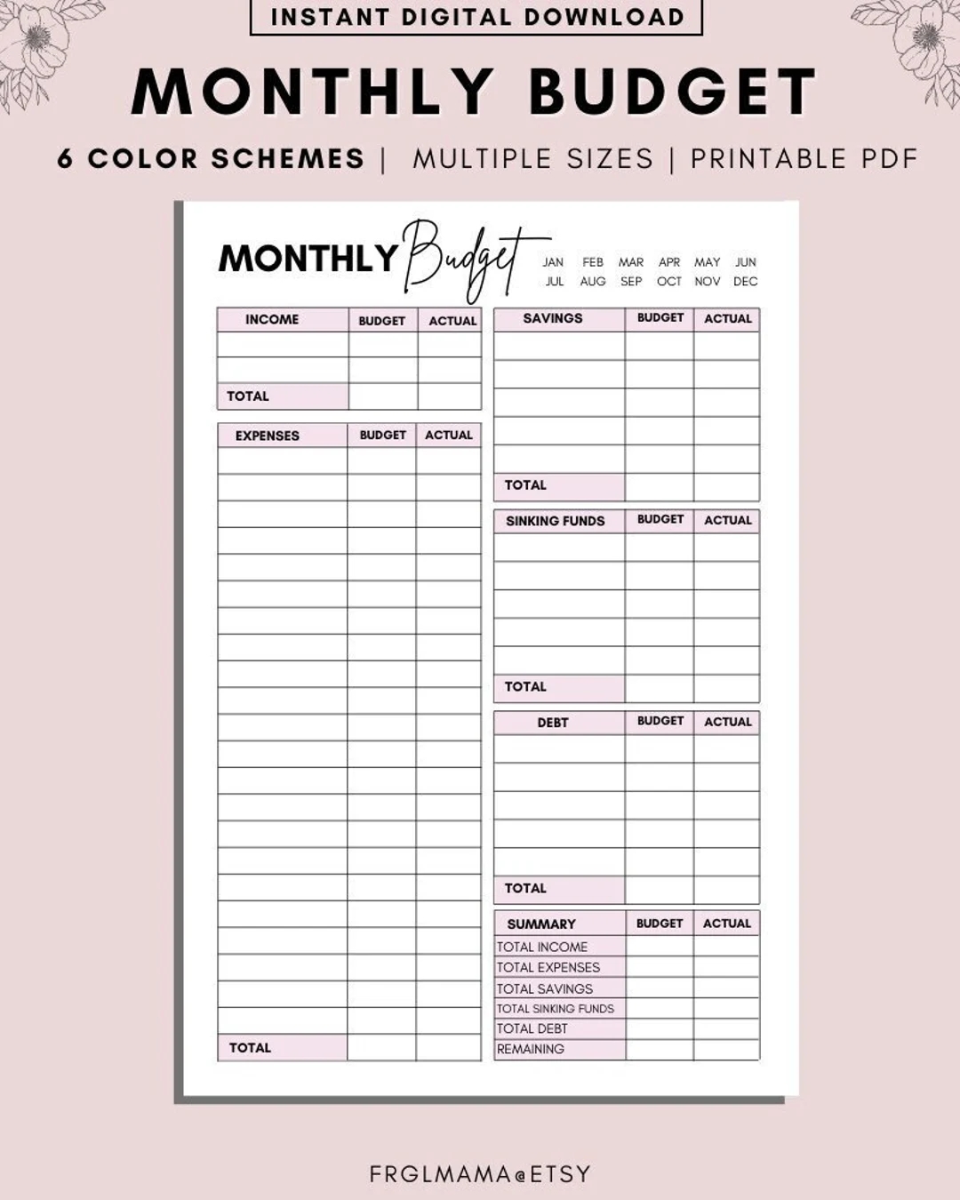Free Printable Monthly Budget Worksheet Pdf