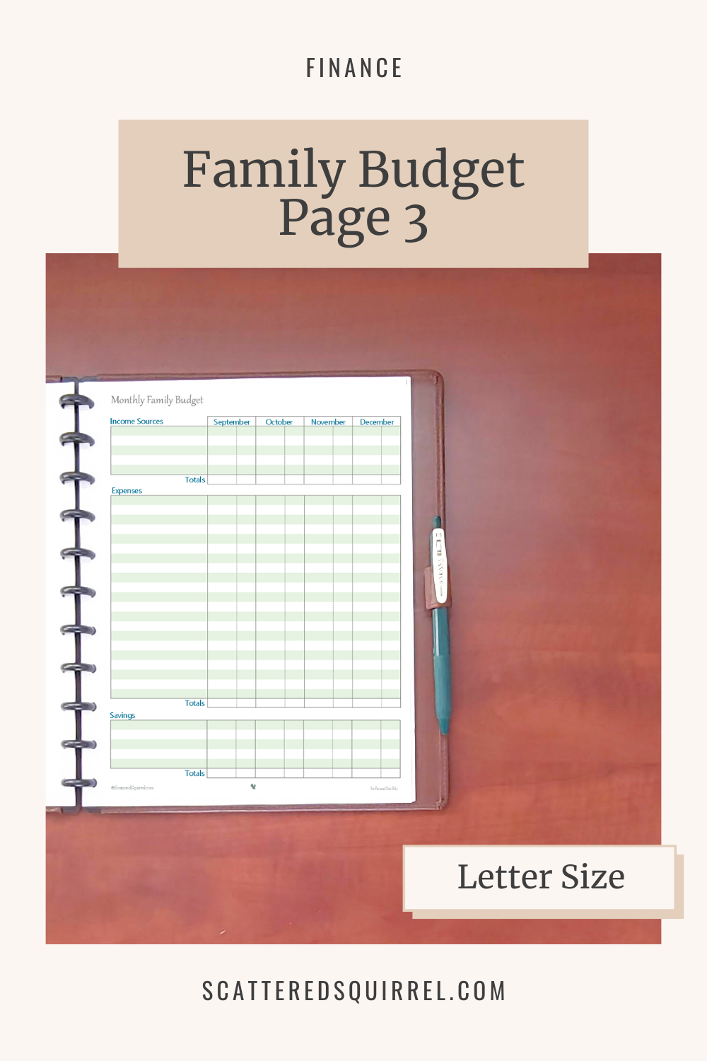 Monthly Family Budget Printables