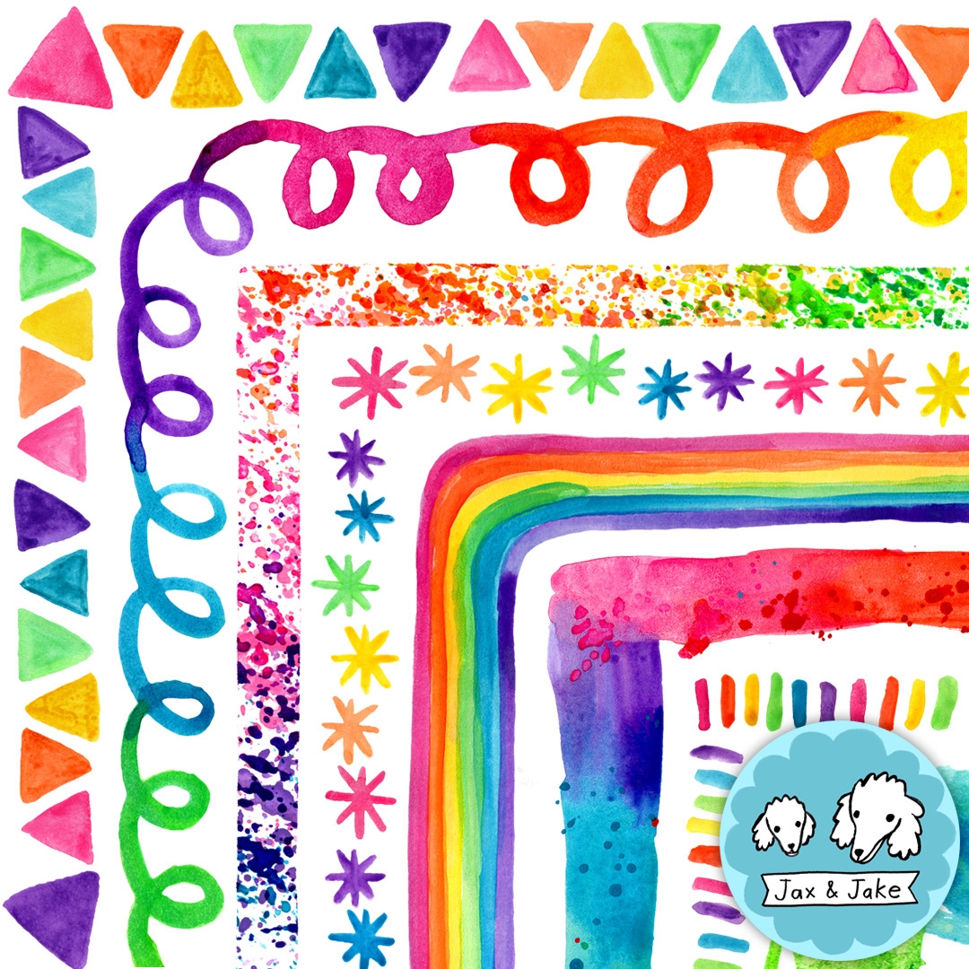 MORE Colorful Rainbow Watercolor Clipart Borders Clip Art Frames For Birthdays Teachers Classroom Made By Teachers