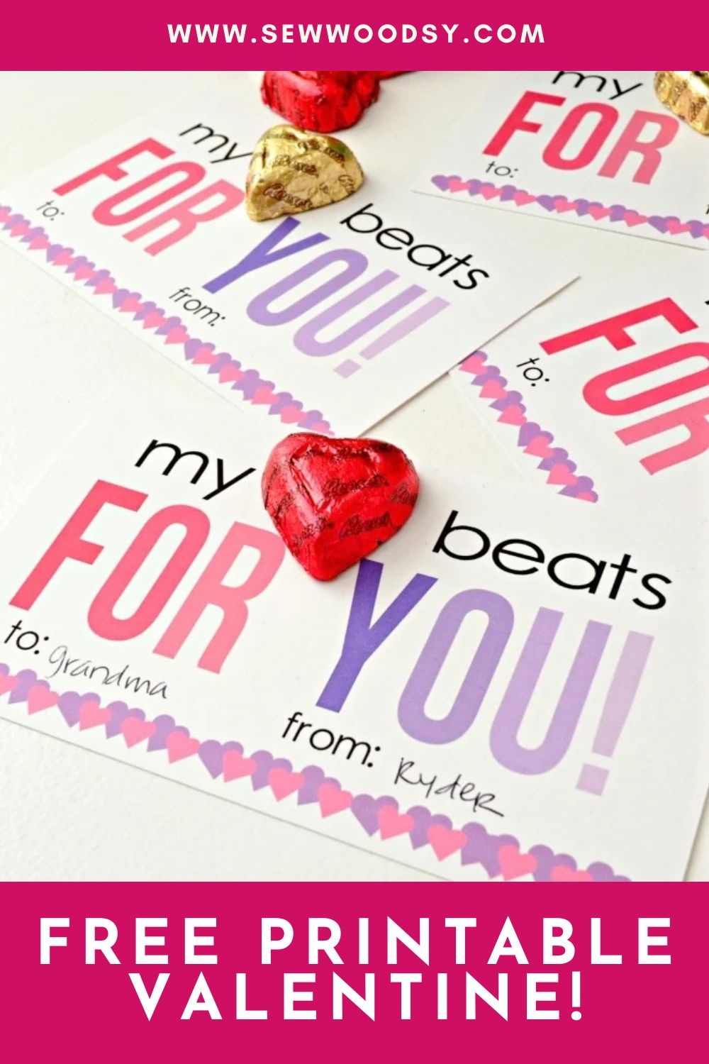My Heart Beats For You Classroom Valentine Card Sew Woodsy