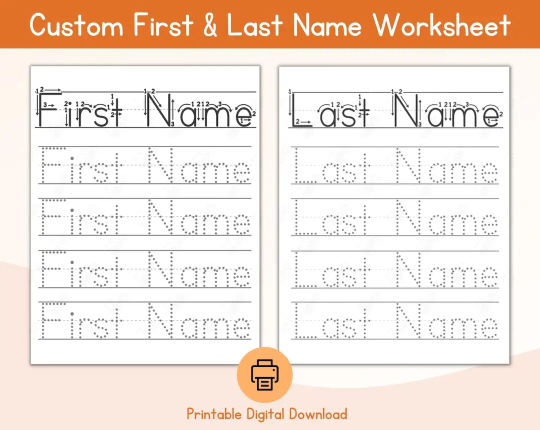 Name Tracing Custom Worksheet First Last Name Tracing Name Worksheet Name Tracing Printable ABC Tracing Handwriting Practice Etsy