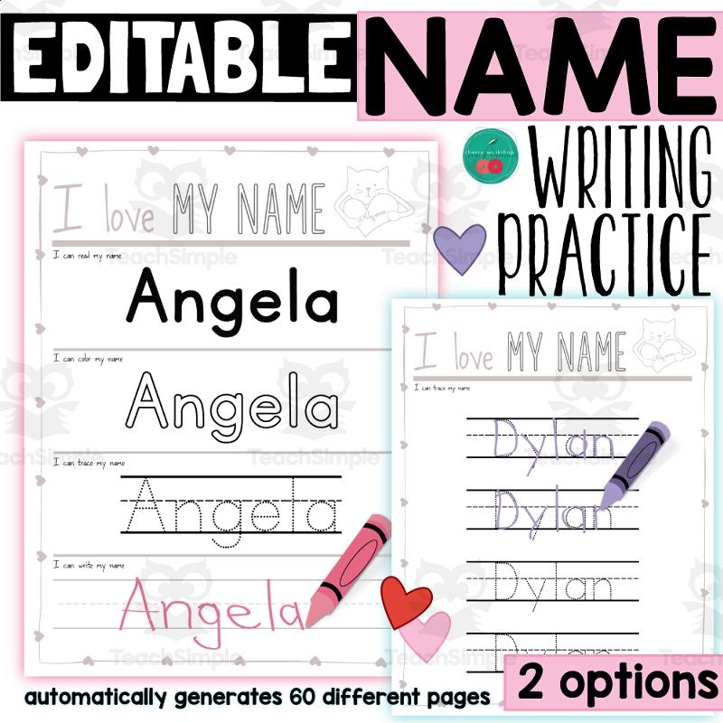 Name Tracing EDITABLE Worksheets Valentine s Day Theme Name Practice By Teach Simple