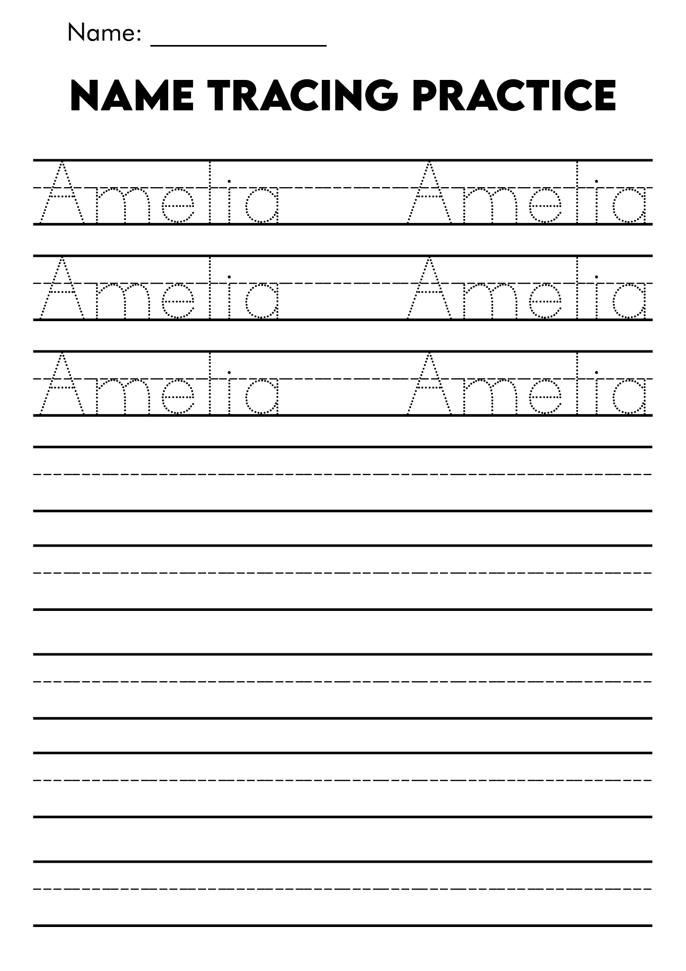 name tracing worksheets printable